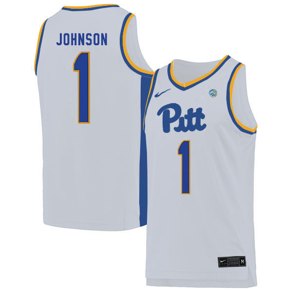 Men #1 Xavier Johnson Pitt Panthers College Basketball Jerseys Sale-White - Click Image to Close